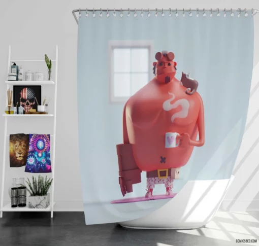 Hellboy Cat Dark Horse Hero Comic Shower Curtain