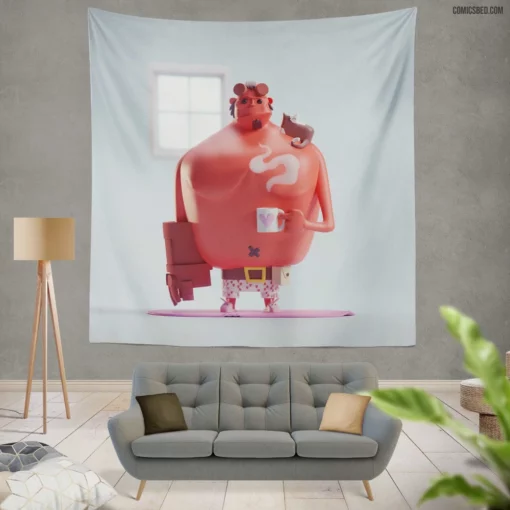 Hellboy Cat Dark Horse Hero Comic Wall Tapestry