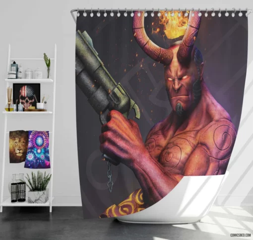 Hellboy Chronicles Dark Horse Legendary Antihero Comic Shower Curtain
