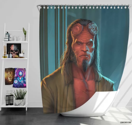 Hellboy Dark Horse Demon Comic Shower Curtain