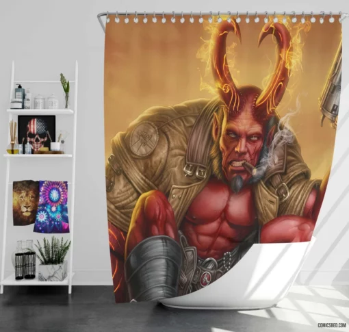 Hellboy Dark Horse Paranormal Hero Comic Shower Curtain