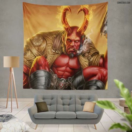 Hellboy Dark Horse Paranormal Hero Comic Wall Tapestry