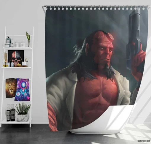 Hellboy Dark Horse Supernatural Enigma Comic Shower Curtain