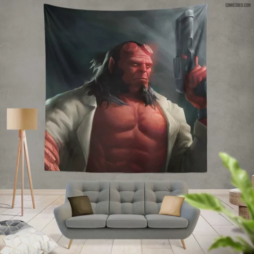 Hellboy Dark Horse Supernatural Enigma Comic Wall Tapestry