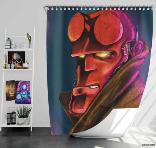 Hellboy Dark Horse Supernatural Warrior Comic Shower Curtain