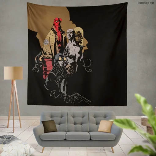 Hellboy Dark Secrets Unveiled Comic Wall Tapestry