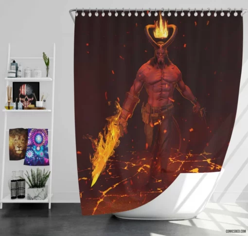 Hellboy Demon Dark Horse Avenger Comic Shower Curtain