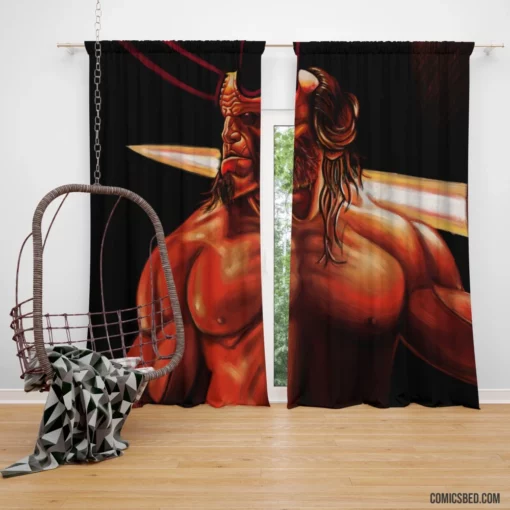 Hellboy Horns Sword Dark Horse Hero Comic Curtain