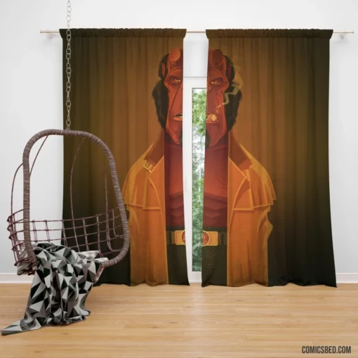 Hellboy Minimalist Dark Hero Comic Curtain