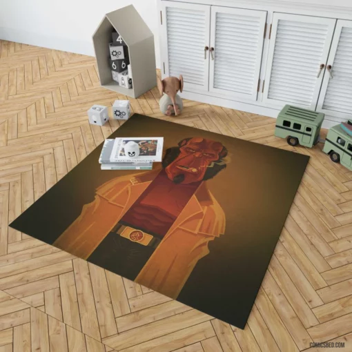 Hellboy Minimalist Dark Hero Comic Rug 1