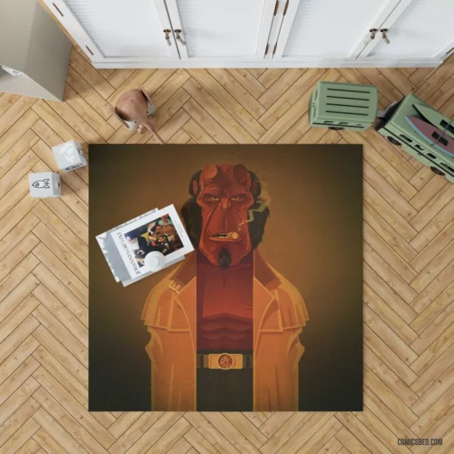 Hellboy Minimalist Dark Hero Comic Rug