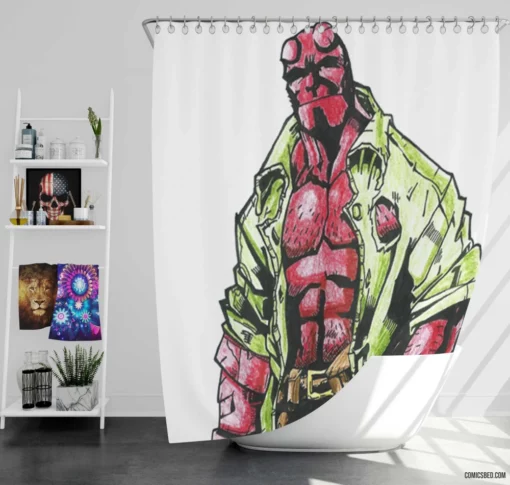 Hellboy Unconventional Hero Comic Shower Curtain