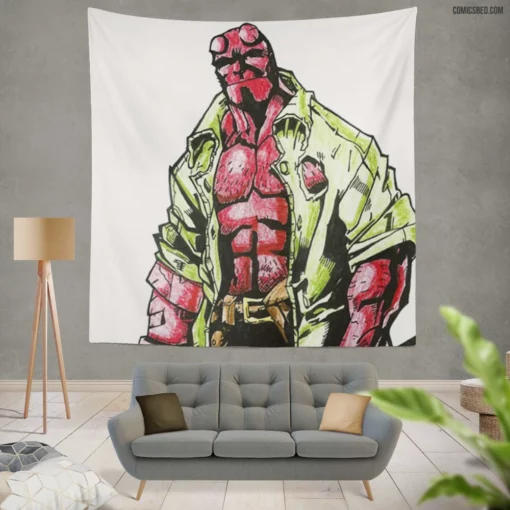 Hellboy Unconventional Hero Comic Wall Tapestry