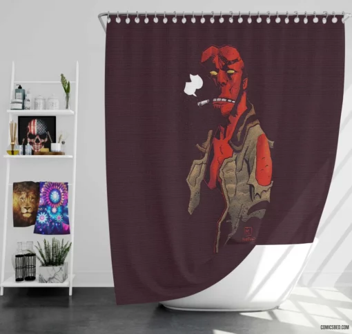 Hellboy Unleashed Dark Enigma Comic Shower Curtain