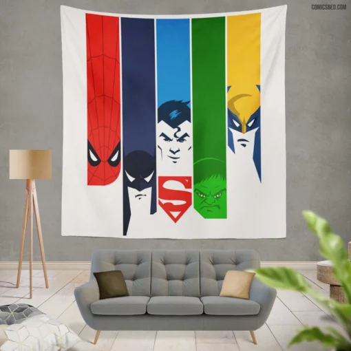 Heroes Collide Epic Comics Showdown Wall Tapestry