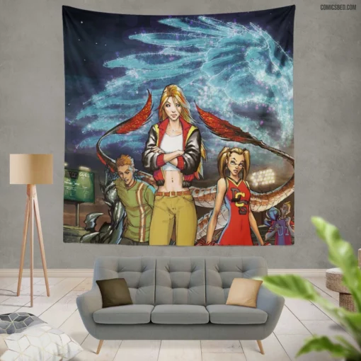 Homecoming Heartfelt Reunion Comic Wall Tapestry