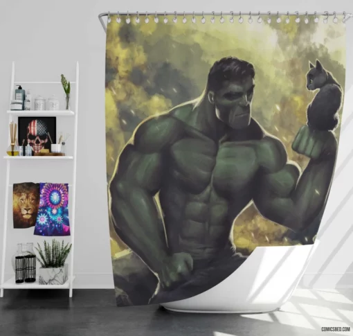 Hulk Cat Marvel Ferocious Beast Comic Shower Curtain