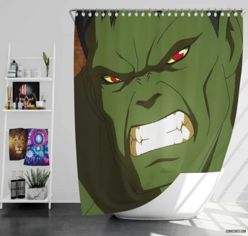 Hulk Chronicles Gamma-Powered Hero Comic Shower Curtain