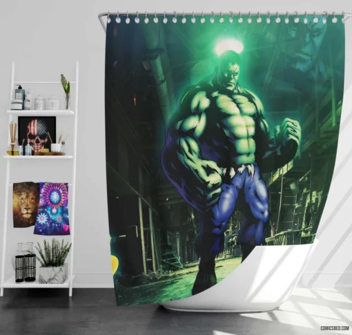 Hulk Gamma-Powered Force Comic Shower Curtain