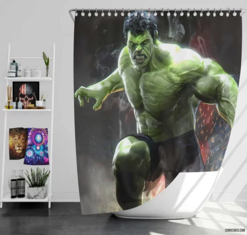 Hulk Marvel Colossal Hero Comic Shower Curtain