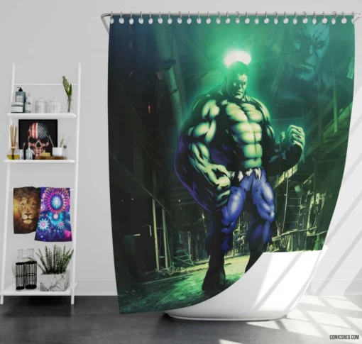 Hulk Marvel Gamma-Powered Giant Comic Shower Curtain