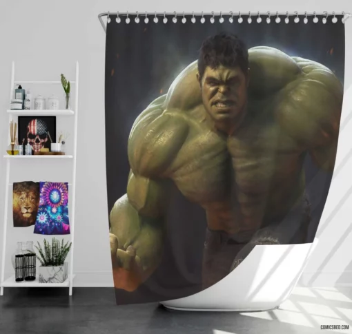 Hulk Marvel Green Powerhouse Comic Shower Curtain