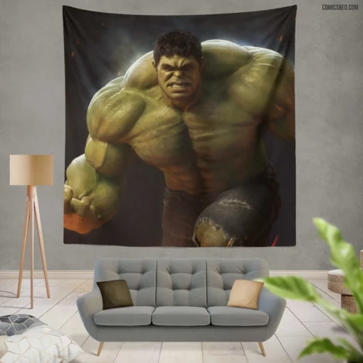 Hulk Marvel Green Powerhouse Comic Wall Tapestry