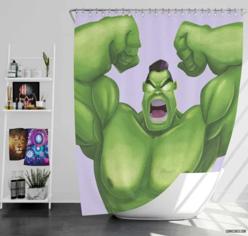 Hulk Marvel Incredible Green Hero Comic Shower Curtain