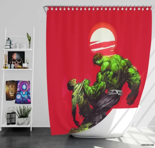 Hulk Marvel Incredible Juggernaut Comic Shower Curtain