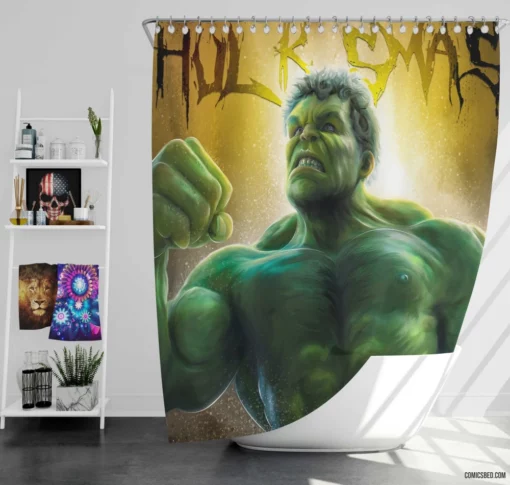 Hulk Marvel Indomitable Hero Comic Shower Curtain