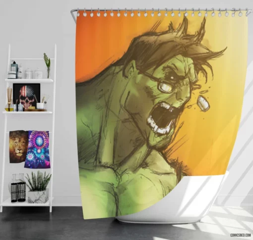 Hulk Mighty Avenger Comic Shower Curtain