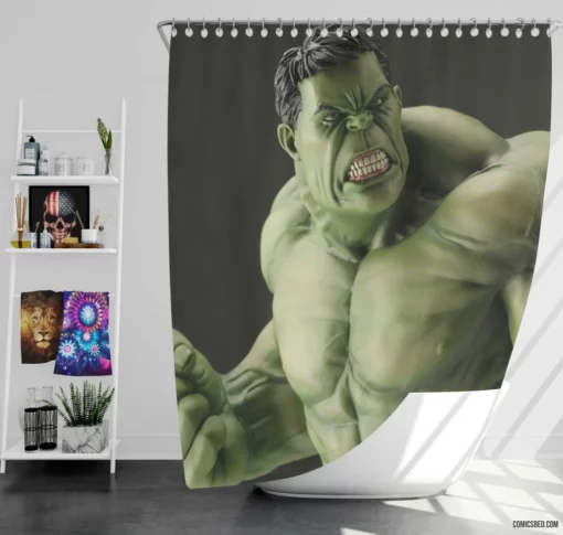 Hulk Mighty Power Marvel Hero Comic Shower Curtain