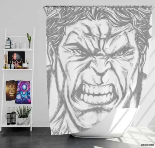 Hulk Rampage Comic Shower Curtain