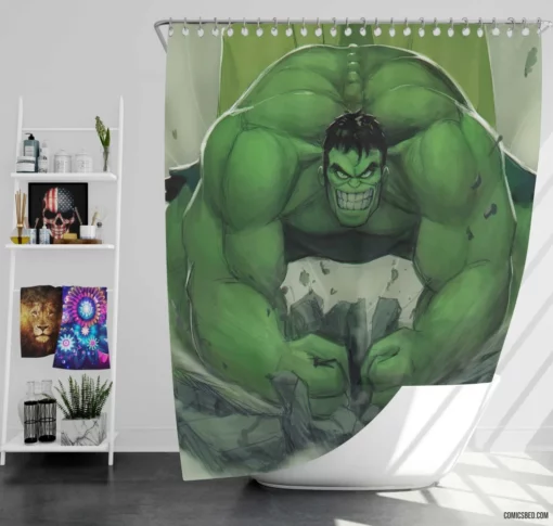 Hulk Smash Marvel Gamma Goliath Comic Shower Curtain