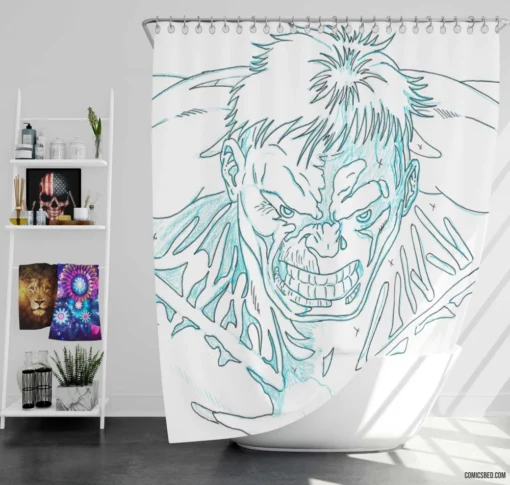 Hulk Smash and Conquer Comic Shower Curtain