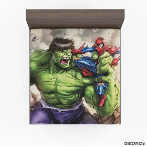 Hulk Spider-Man Crossover Marvel Duo Comic Fitted Sheet 1