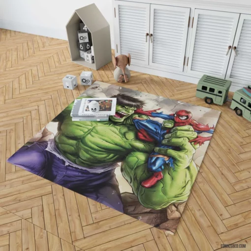 Hulk Spider-Man Crossover Marvel Duo Comic Rug 1