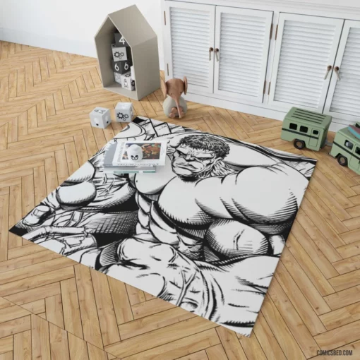 Hulk Unstoppable Force Comic Rug 1