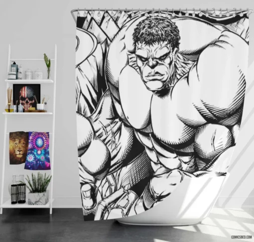 Hulk Unstoppable Force Comic Shower Curtain