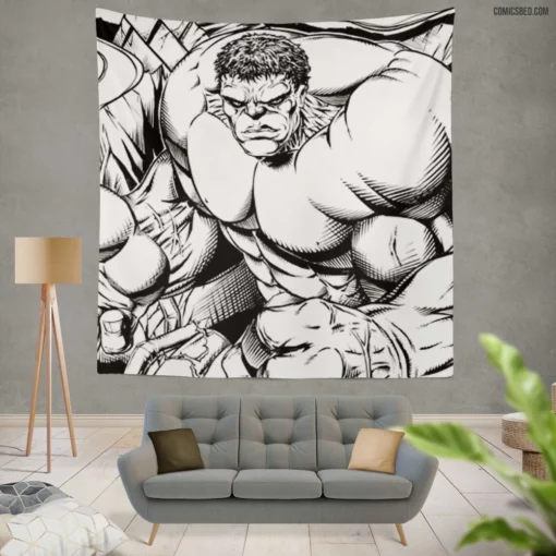 Hulk Unstoppable Force Comic Wall Tapestry