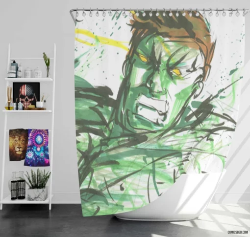 Hulk Unstoppable Juggernaut Comic Shower Curtain