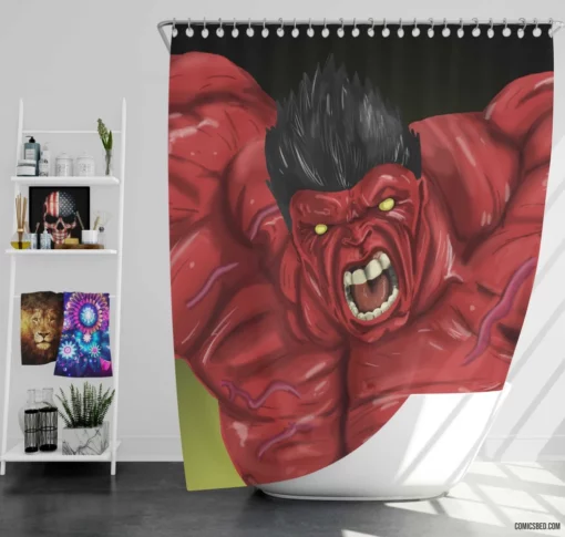 Hulk vs. Red Hulk Clash of Titans Comic Shower Curtain