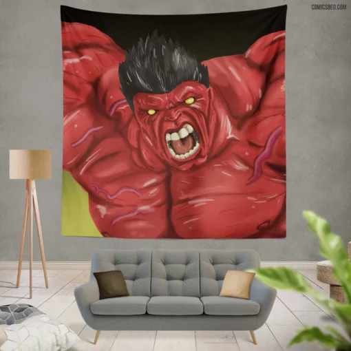 Hulk vs. Red Hulk Clash of Titans Comic Wall Tapestry