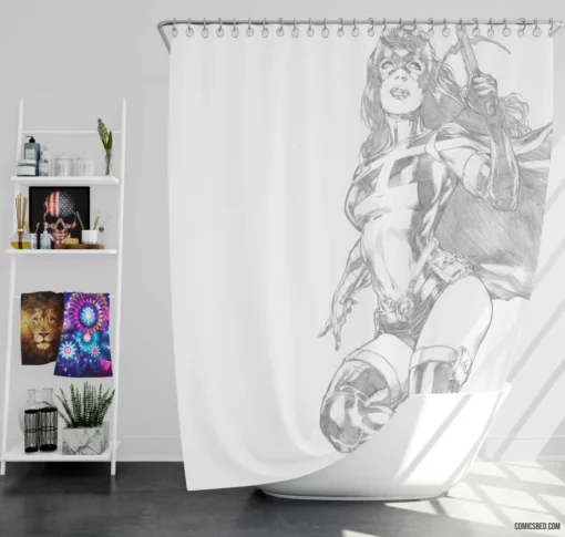 Huntress DC Bold Vigilante Comic Shower Curtain