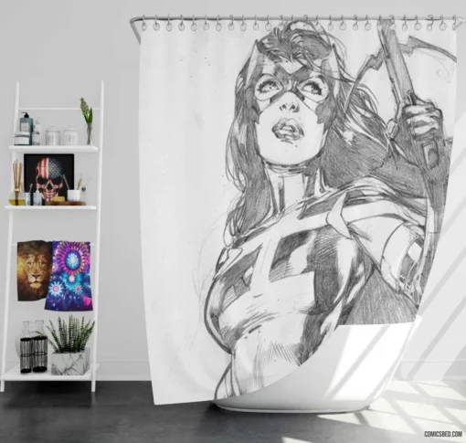 Huntress Vigilante Archer Comic Shower Curtain