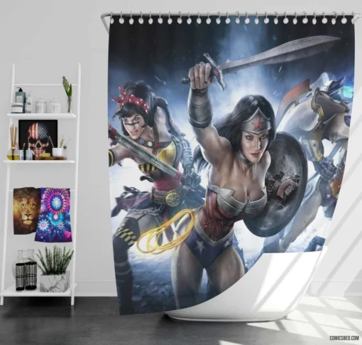 Infinite Crisis Multiverse Shattering Comic Shower Curtain