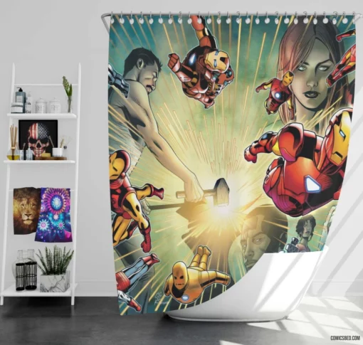 Invincible Iron Man Tony Triumph Comic Shower Curtain