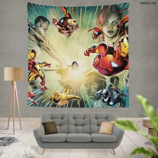 Invincible Iron Man Tony Triumph Comic Wall Tapestry