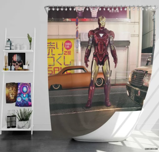 Iron Man Car Marvel Automotive Hero Comic Shower Curtain