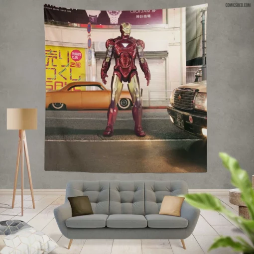 Iron Man Car Marvel Automotive Hero Comic Wall Tapestry